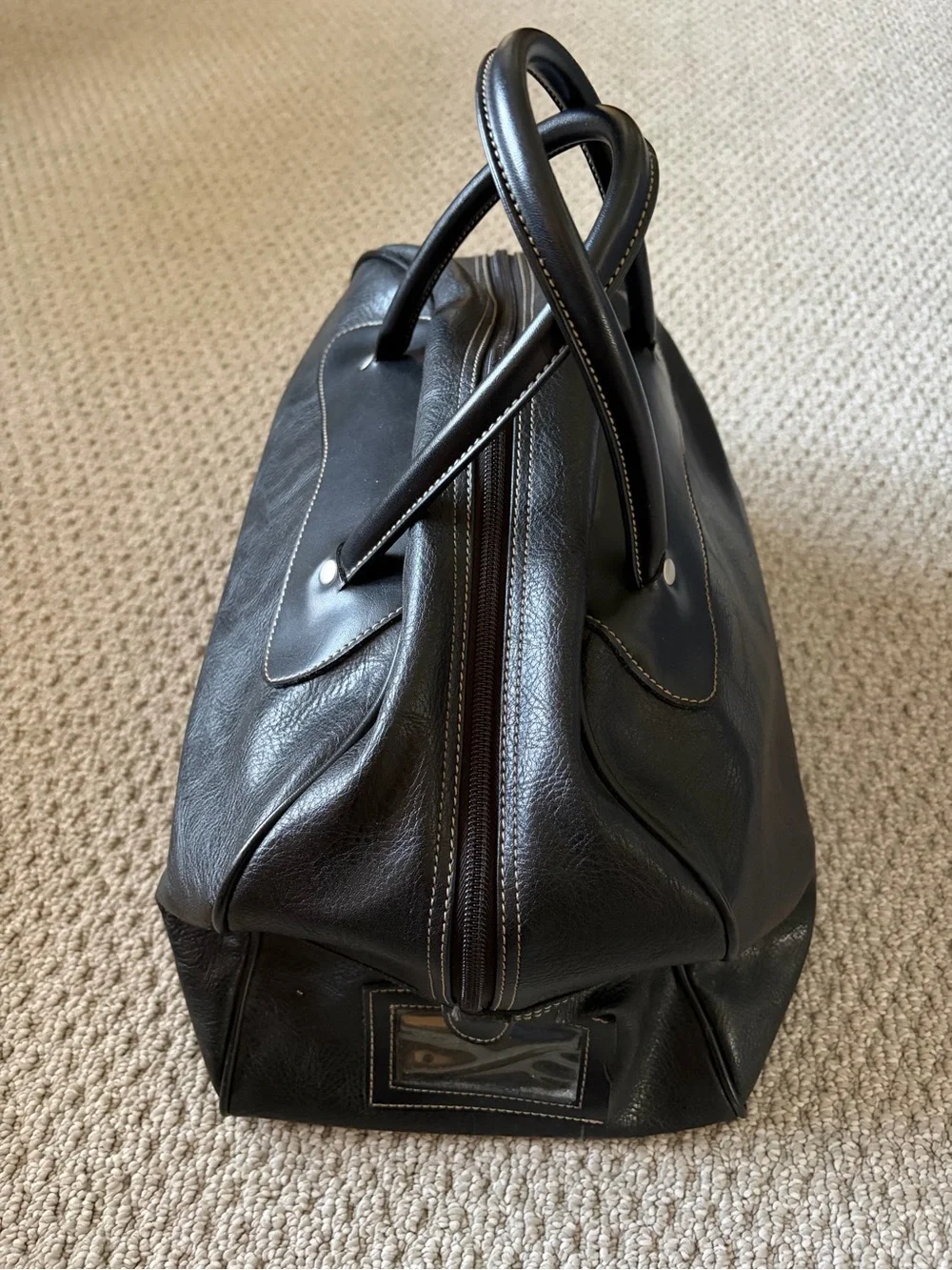 GAP Black Faux(?) Leather Duffel with Top Handles